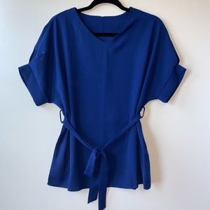 Women’s Blue Tie with Waist Tie Detail